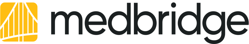 Medbridge logo with "medbridge" in black lowercase letters and a yellow icon on the left.
